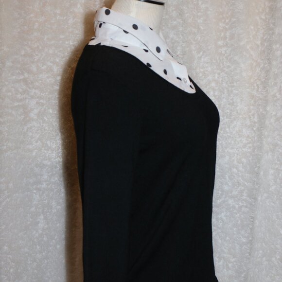 Kim Rogers polka dot accented long sleeve knit top PS NWT - Picture 3 of 7